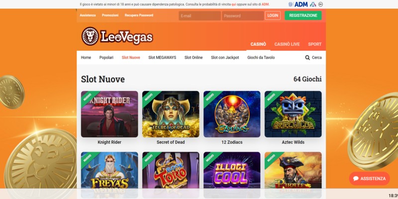 Pagina delle nuove slot di LeoVegas