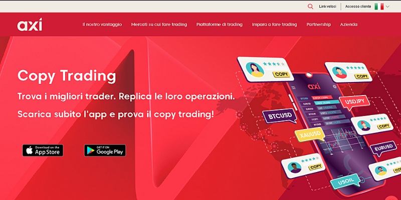 Pagina principale relativa al (Copy Trading) del broker online AXI – I migliori servizi di copy trading con resoconto certificato