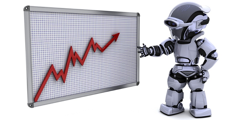 Robot che mostra un buon grafico dei progressi del trading